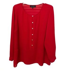 Eloquii Red Button Front Blouse Shirt Size 14